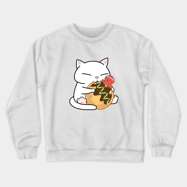 Chubby Cat Takoyaki Crewneck Sweatshirt by Takeda_Art